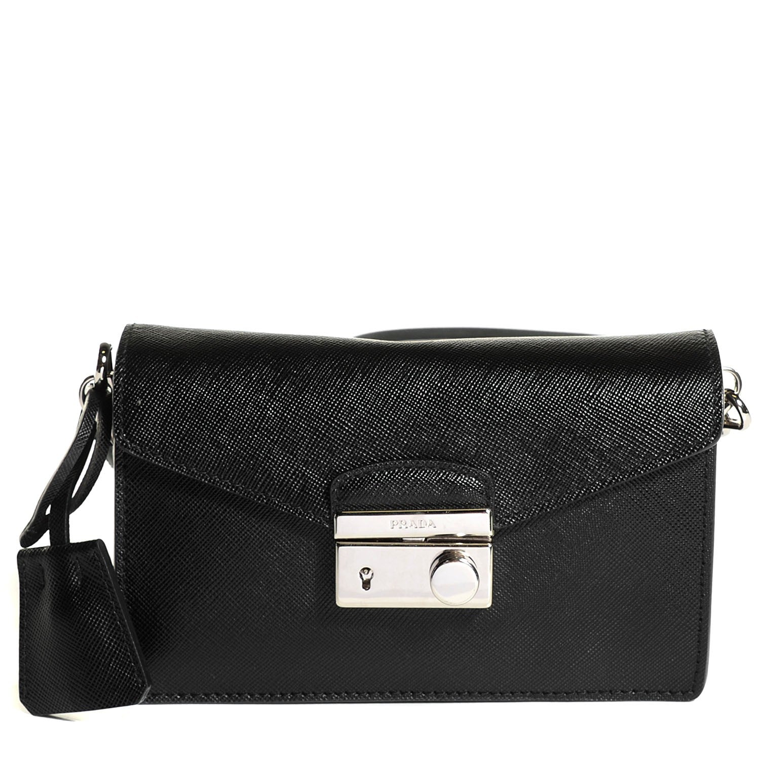 Prada Saffiano Lux Mini Sound Crossbody Bag Nero Black 1 of 9
