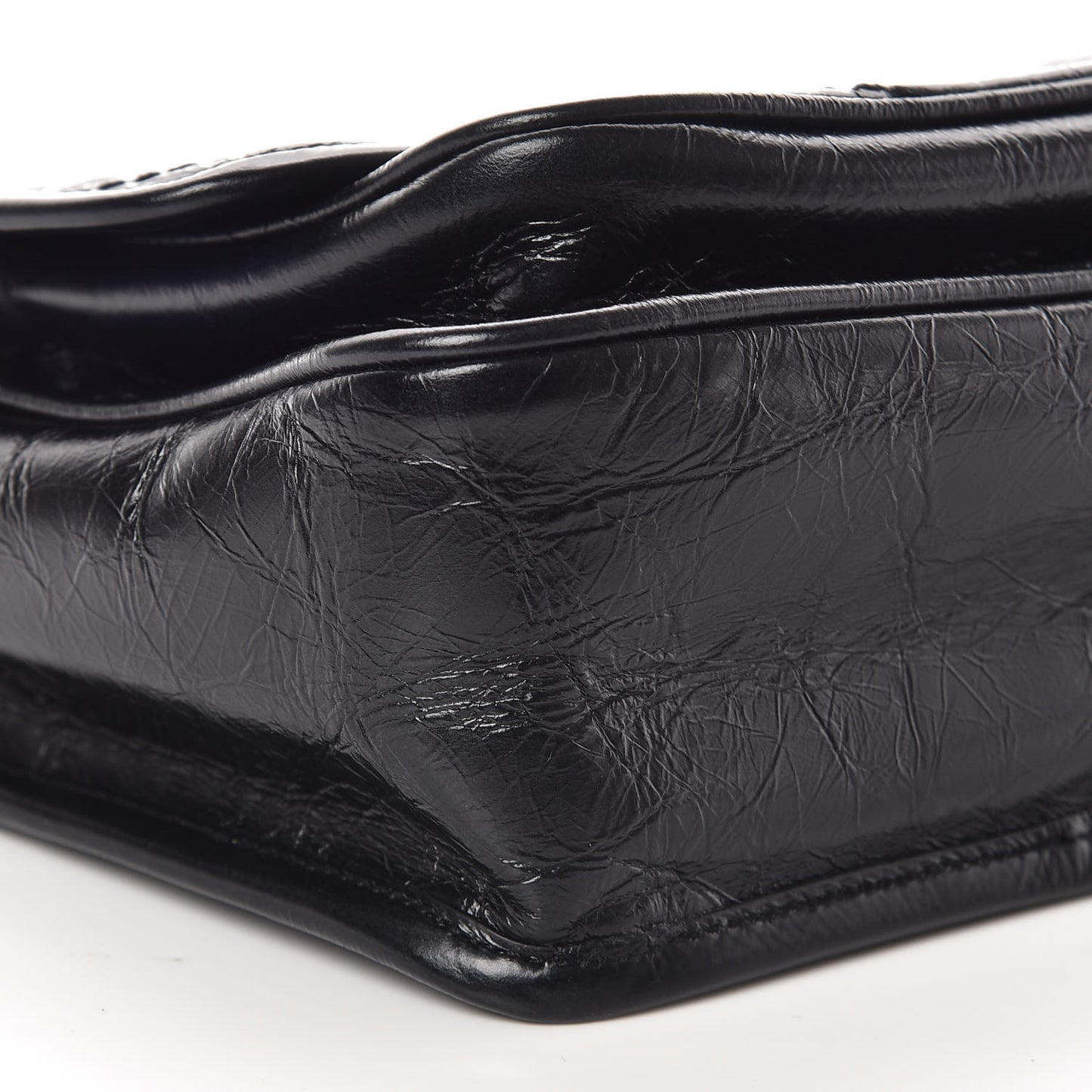 Crinkled Calfskin Matelasse Monogram Baby Niki Chain Satchel Black