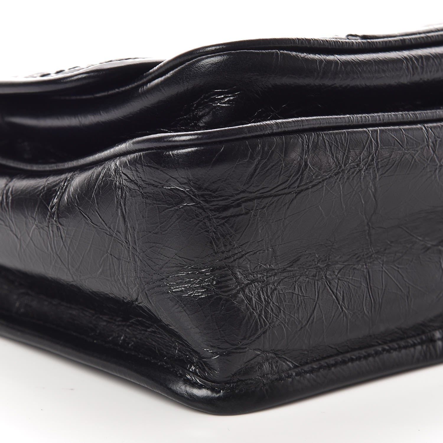 Saint Laurent Crinkled Calfskin Matelasse Monogram Baby Niki Chain Satchel Black 5 of 9