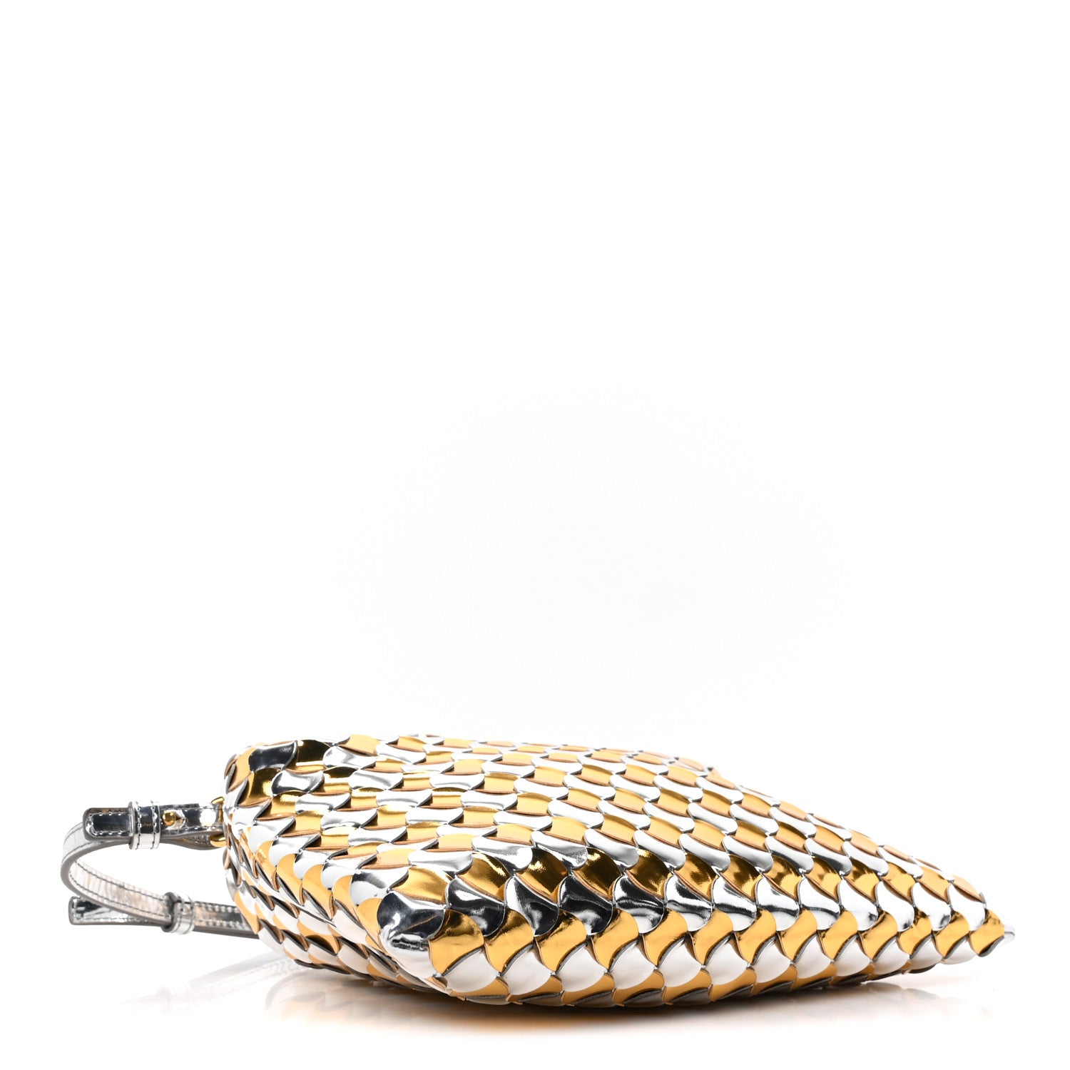Bottega Veneta Metallic Lambskin Intrecciato Mini Hop Silver Gold 4 of 9