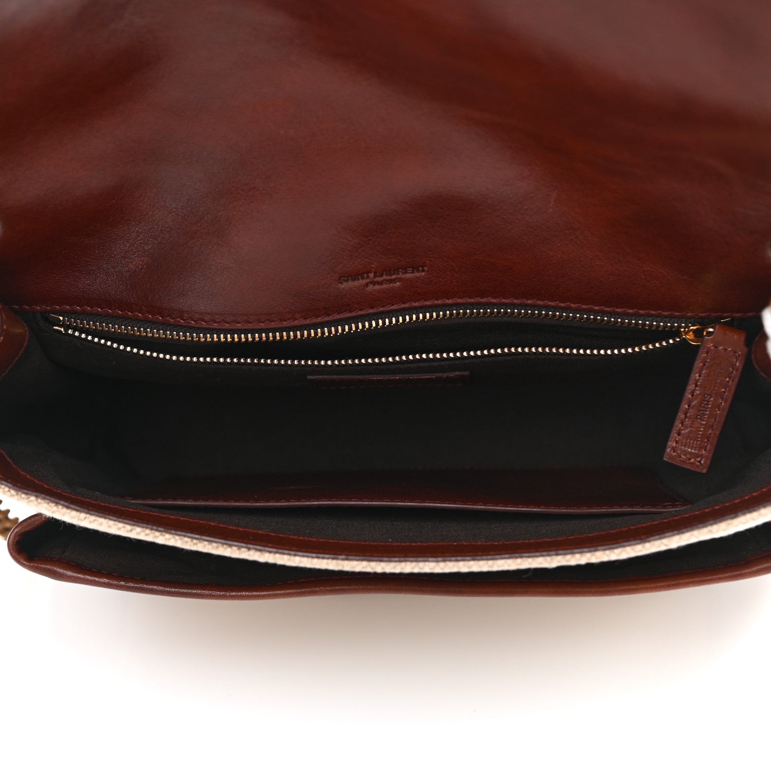 Saint Laurent Cotton Canvas Vintage Calfskin Monogram Medium Niki Chain Satchel Natural Chocolate 5 of 11