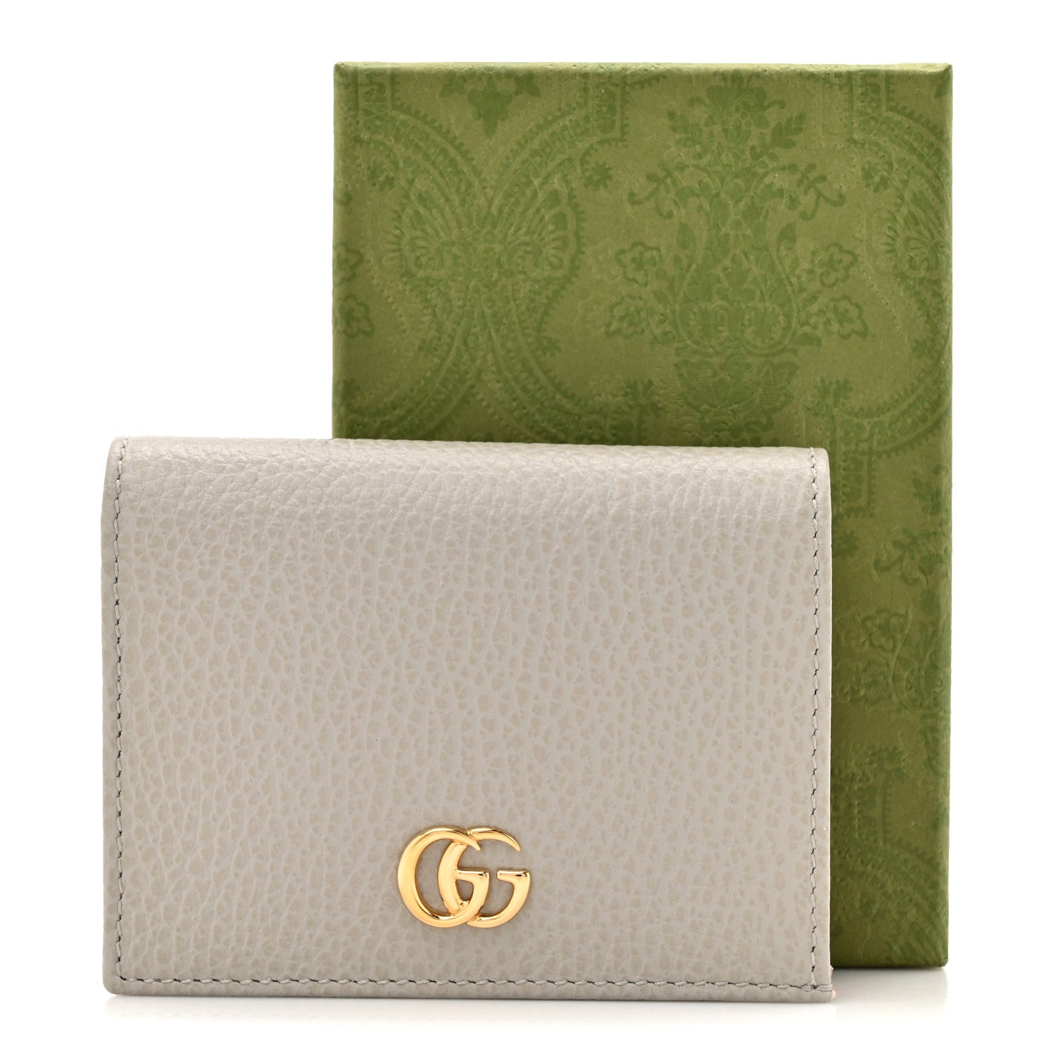 Gucci Dollar Calfskin Bi- Color GG Marmont Card Case Grey Sky Perfect Pink 9 of 9
