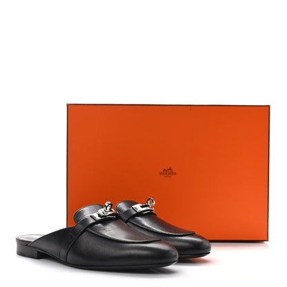 Hermes Goatskin Oz Mules 36 Black 8 of 8