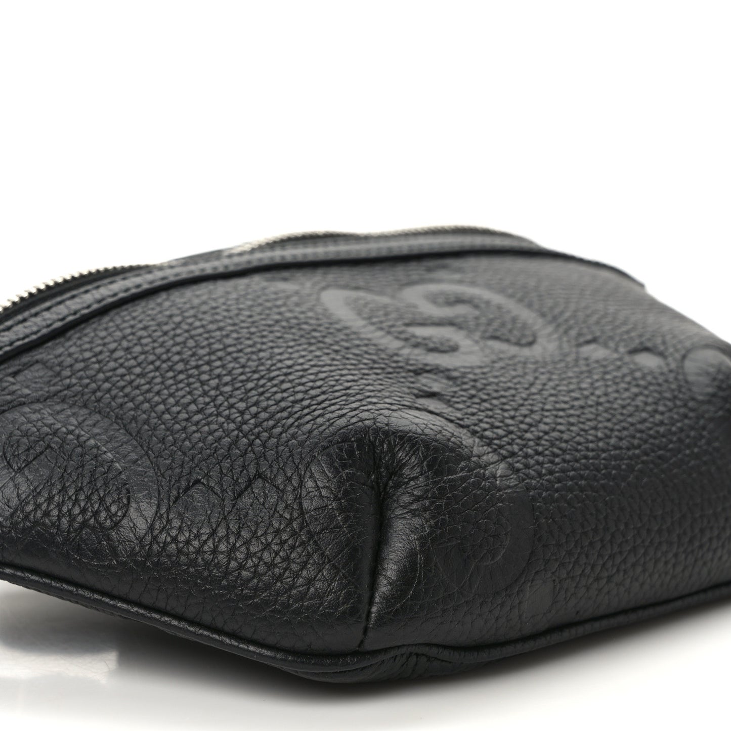 Piuma Calfskin Jumbo GG Embossed Small Belt Bag Black