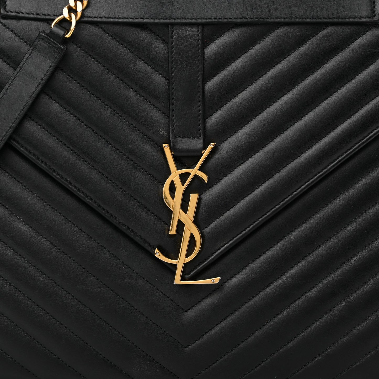 Smooth Calfskin Matelasse Chevron Large Monogram Satchel Black