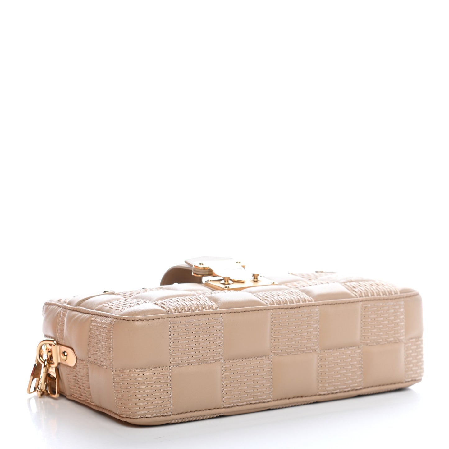 Lambskin Damier Quilt Troca MM Cashmere Beige