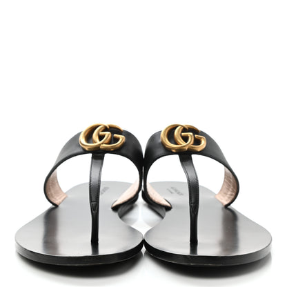 Gucci Calfskin GG Marmont Thong Sandals 40 Black 2 of 8