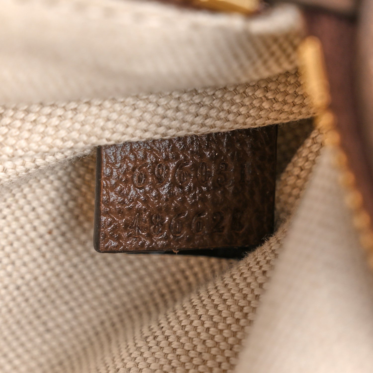 Gucci Monogram Jumbo GG Textured Dollar Calfskin Web Belt Bag Camel Ebony New Acero 7 of 11