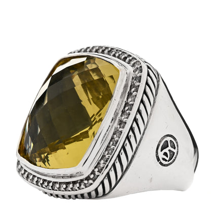 David Yurman Sterling Silver Diamond Citrine 20mm Albion Ring 54 7 3 of 5