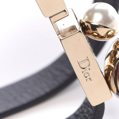 Christian Dior Calfskin Pearl Double Bracelet M Black 6 of 6