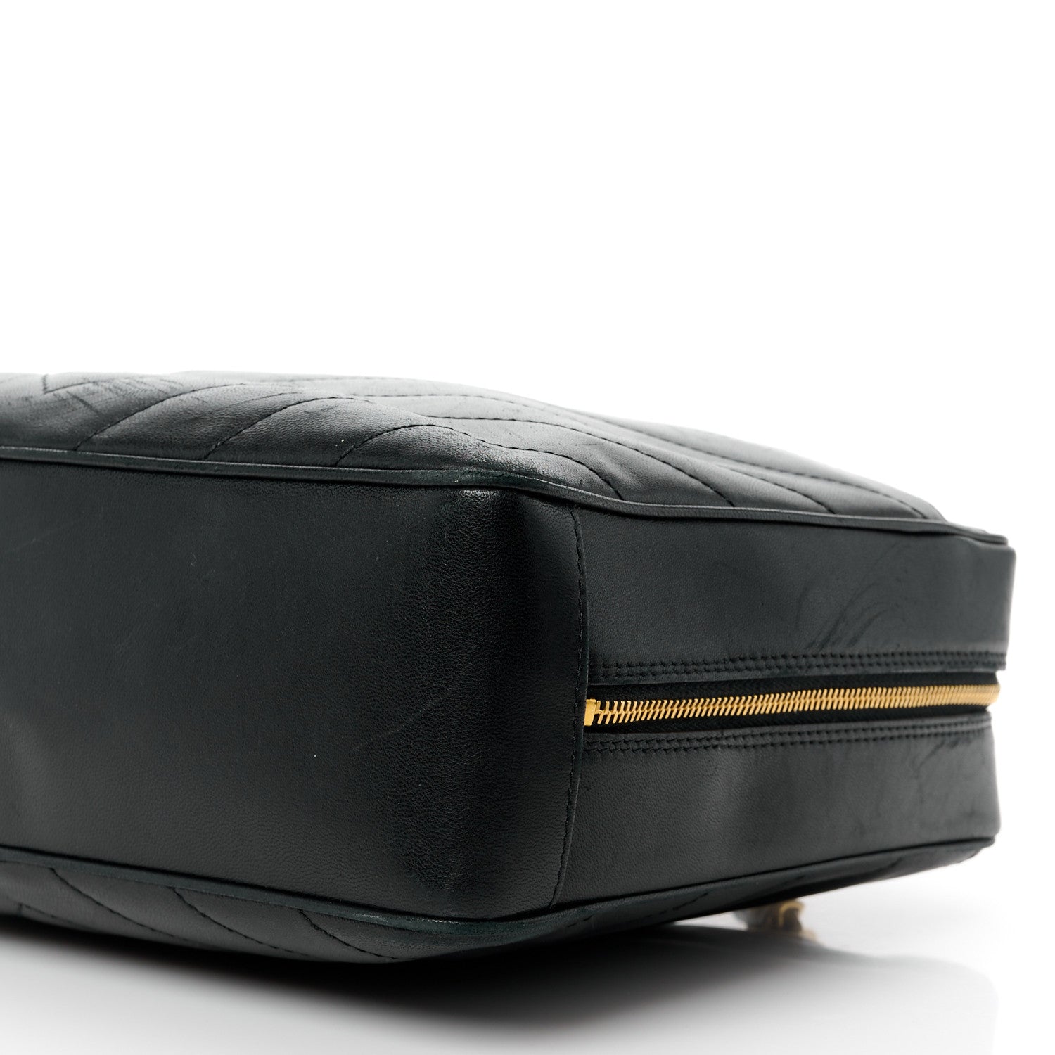 Chanel Lambskin Chevron Quilted Camera Case Black 13 of 15