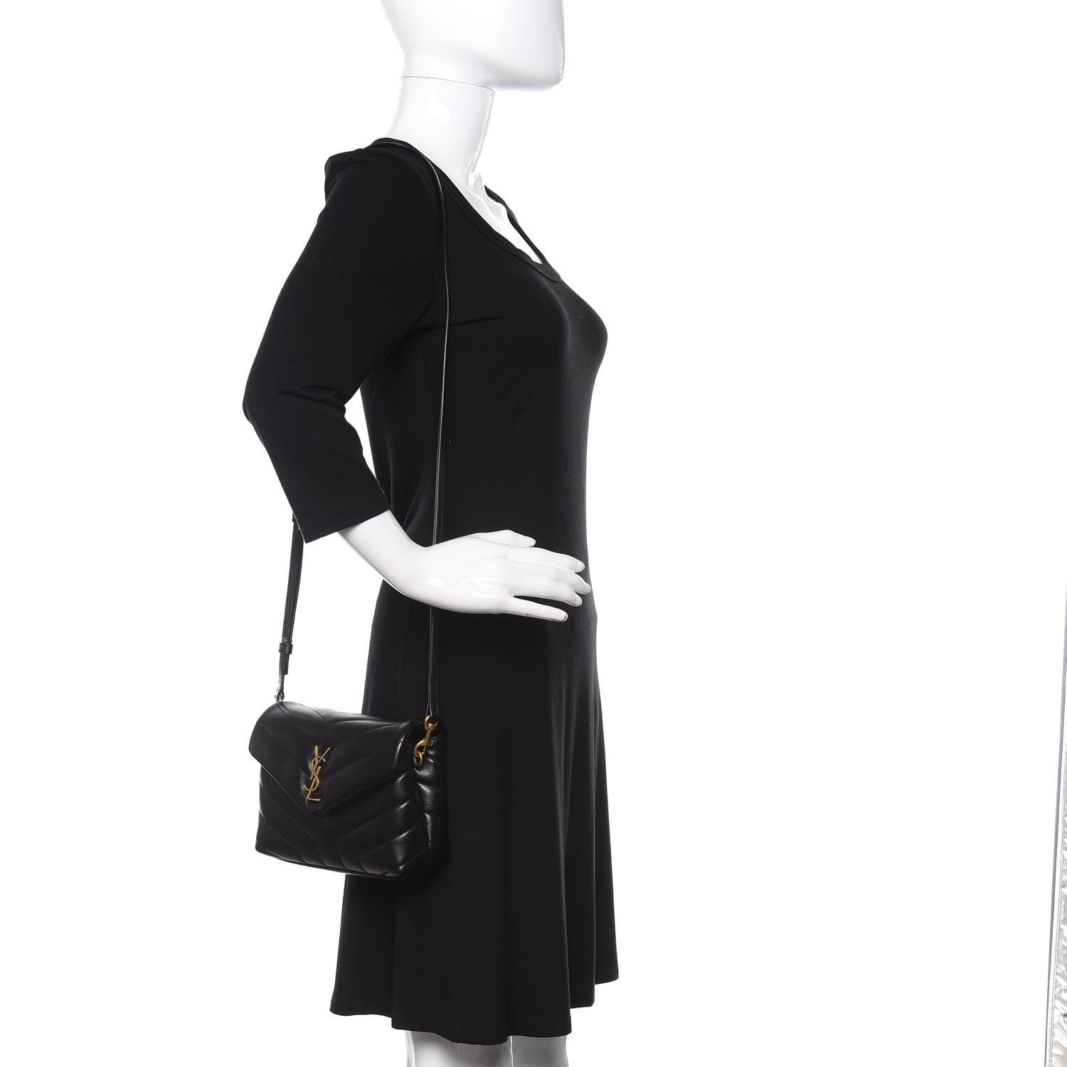 Saint Laurent Calfskin Y Quilted Monogram Toy Loulou Crossbody Bag Black 2 of 12