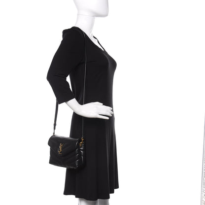 Saint Laurent Calfskin Y Quilted Monogram Toy Loulou Crossbody Bag Black 2 of 12