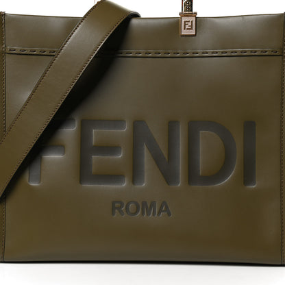 Fendi Vitello King Plexiglass Logo Embossed Medium Fendi Sunshine Shopper Tote Wood 8 of 13