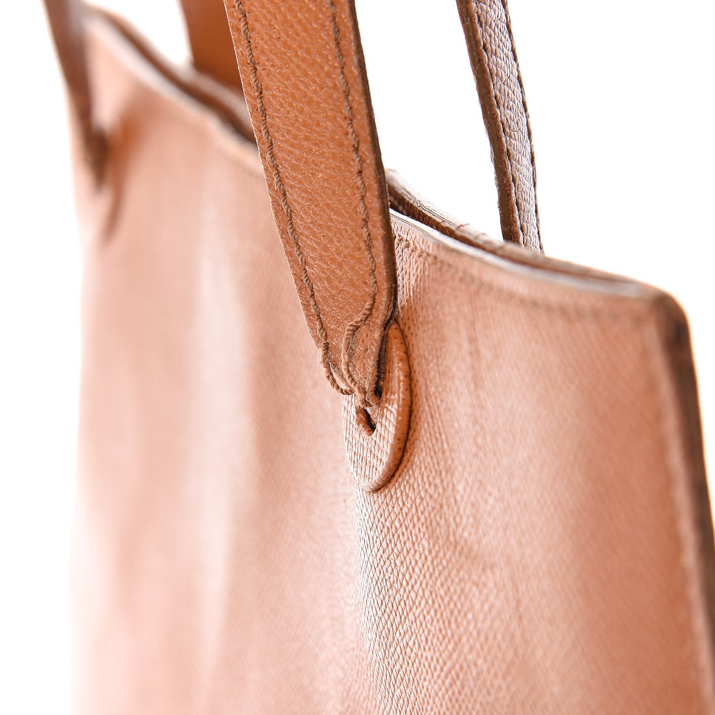 Grained Calfskin Logo Tote Brown