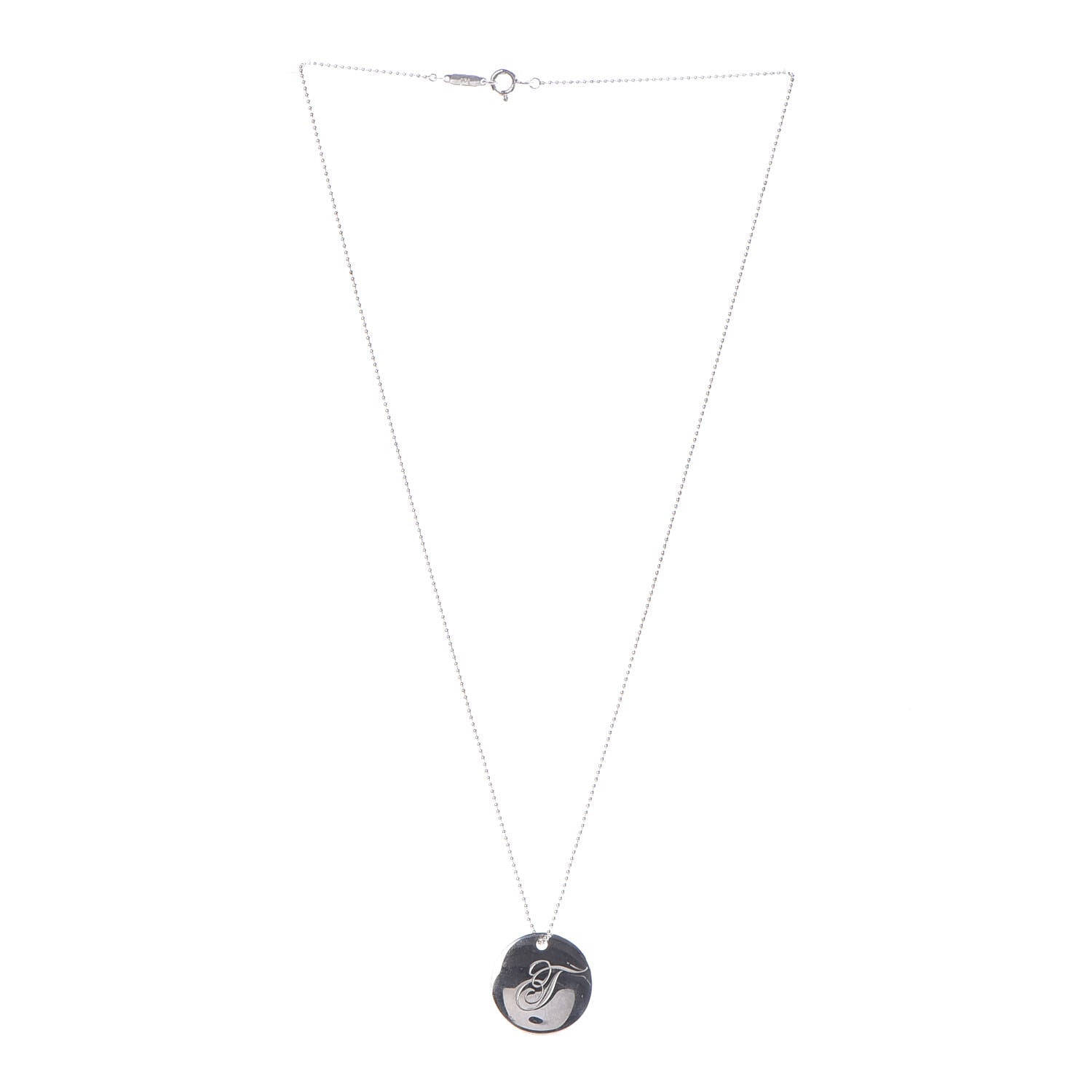 Tiffany Sterling Silver Notes Alphabet T Charm Necklace 3 of 7