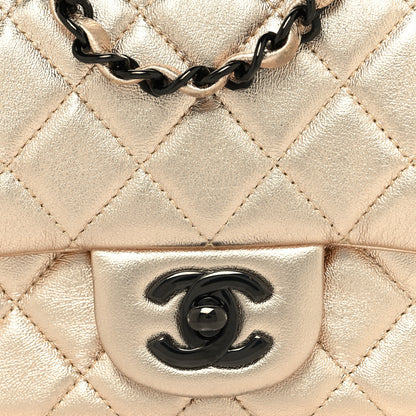 Chanel Metallic Lambskin Quilted Mini Square Flap Gold Black 5 of 10