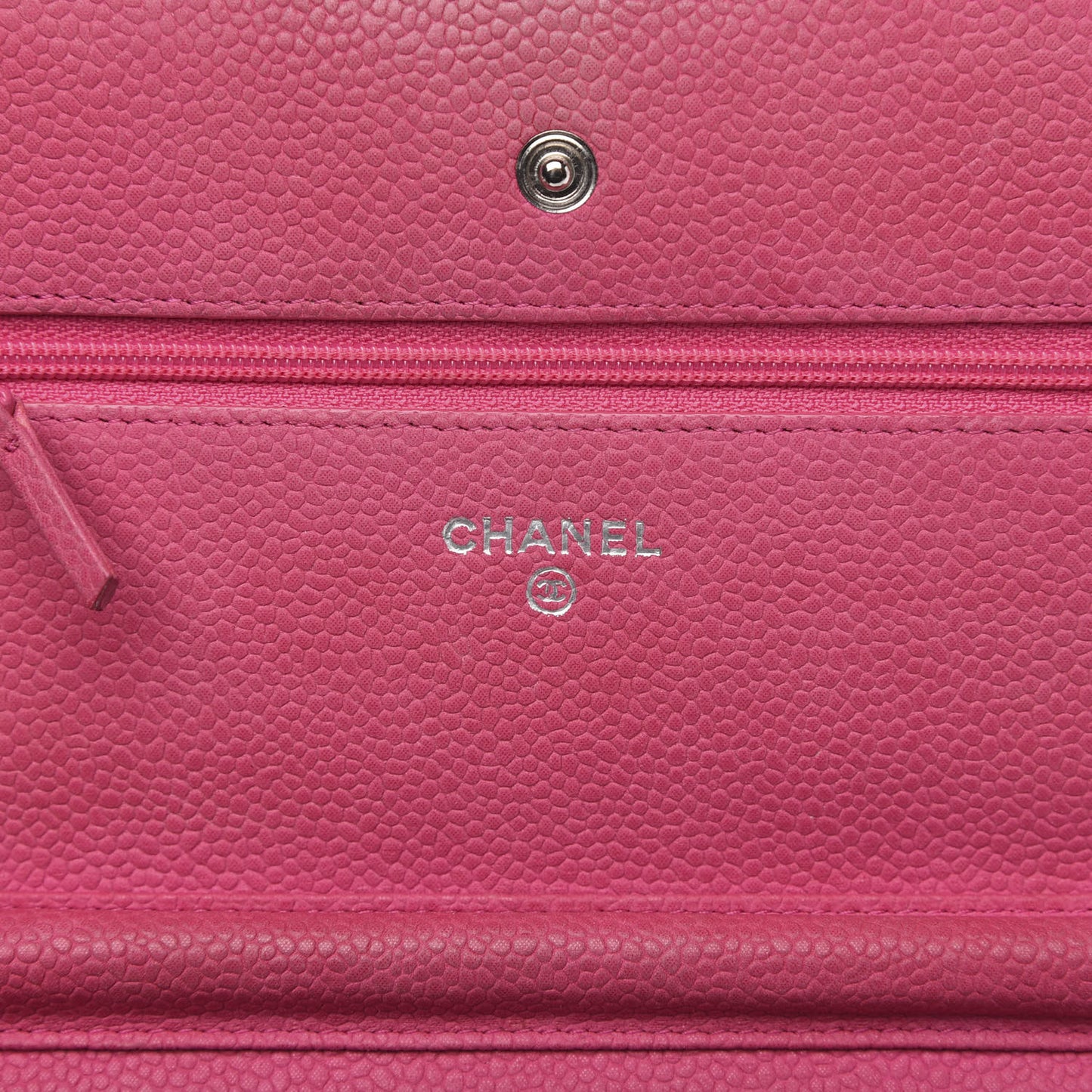 Iridescent Caviar Quilted Wallet on Chain WOC Pink