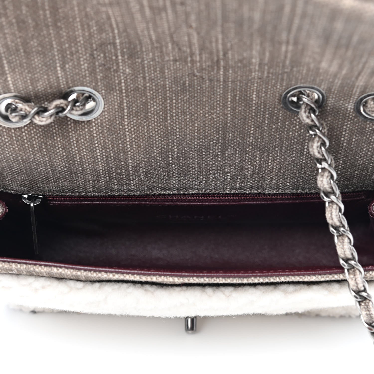 Chanel Shearling Sheepskin Denim Small Paris Dallas Sheriff's Star Flap Brown White 4 of 4