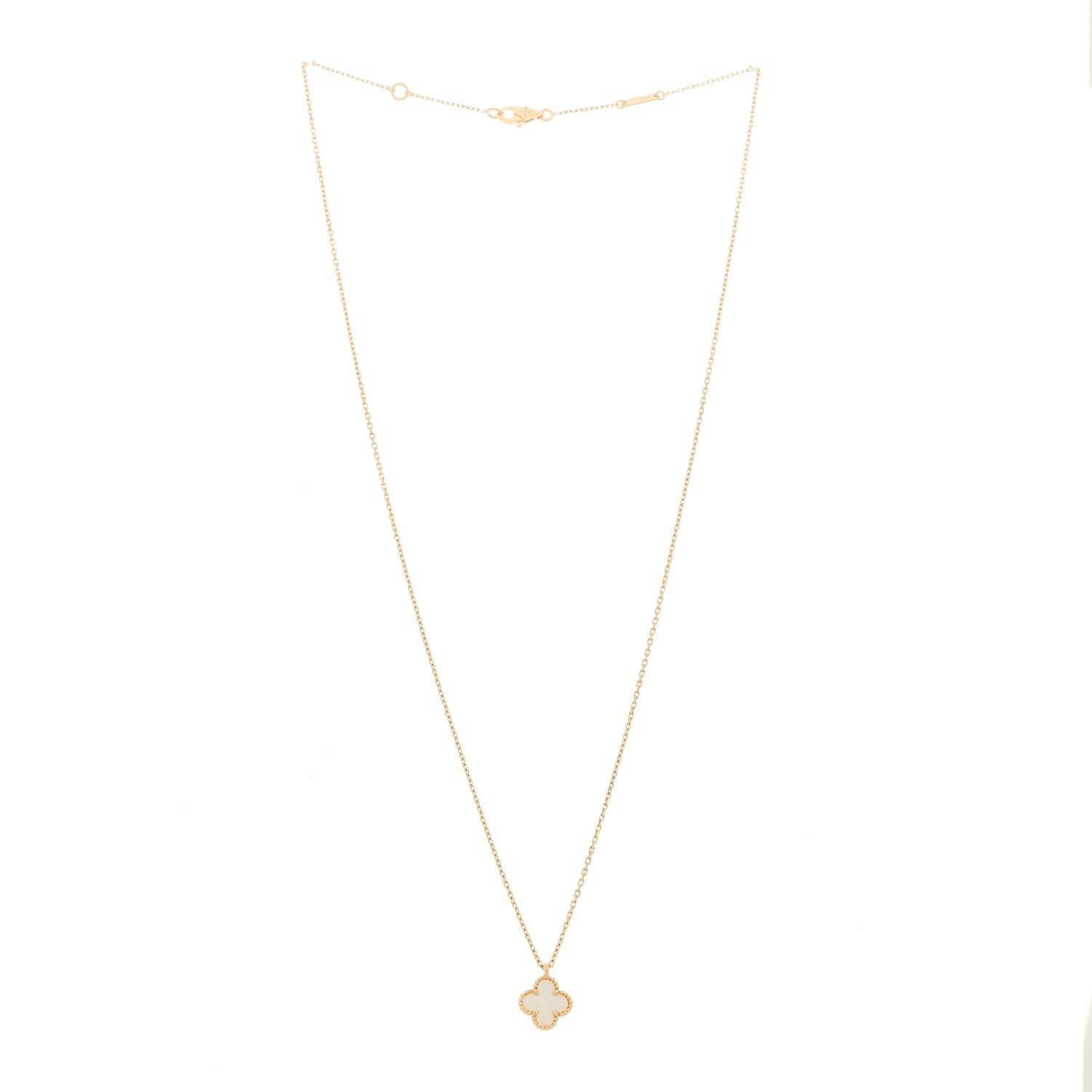 Van Cleef & Arpels 18K Yellow Gold Mother of Pearl Sweet Alhambra Pendant Necklace 3 of 6