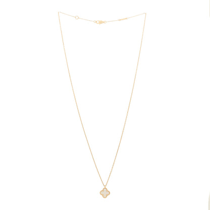 Van Cleef & Arpels 18K Yellow Gold Mother of Pearl Sweet Alhambra Pendant Necklace 3 of 6