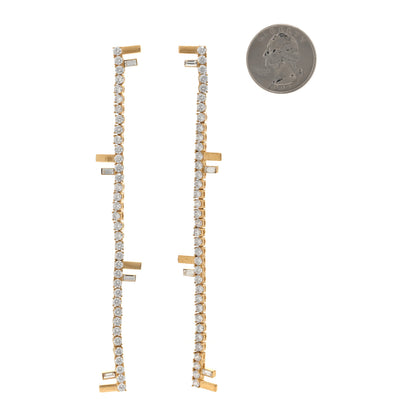 Fendi Metal Crystal Fendi Drop Earrings Gold 2 of 4