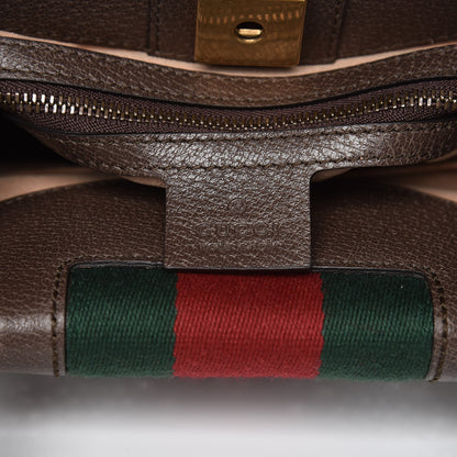 Gucci Textured Calfskin Web Crystal Butterfly Stripe Medium Totem Top Handle Bag New Acero 6 of 7