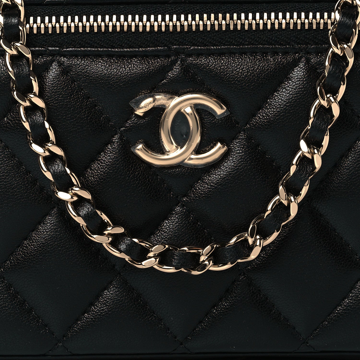 Chanel Lambskin Quilted Small Top Handle Vanity Case With Chain Black 8 of 10