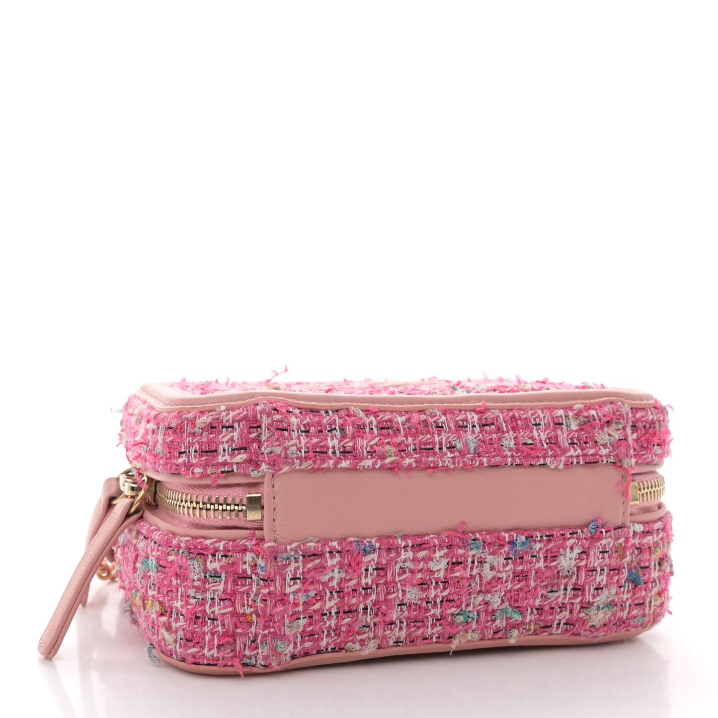 Tweed Quilted Small CC Filigree Vanity Case Pink