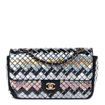 Chanel Lambskin Mosaic Medium Flap Black Gold Light Blue 1 of 11
