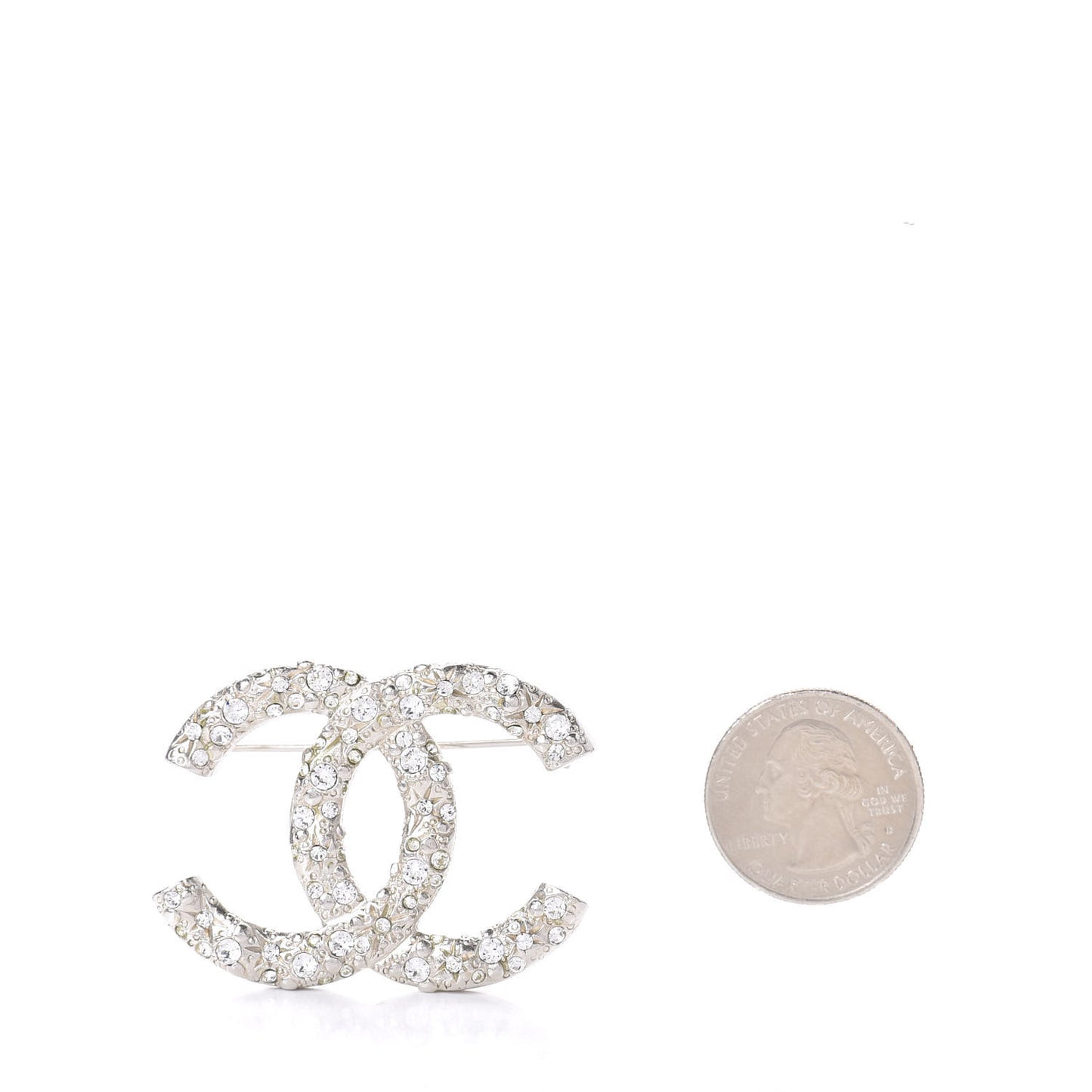 Swarovski Crystal Large CC Brooch Silver