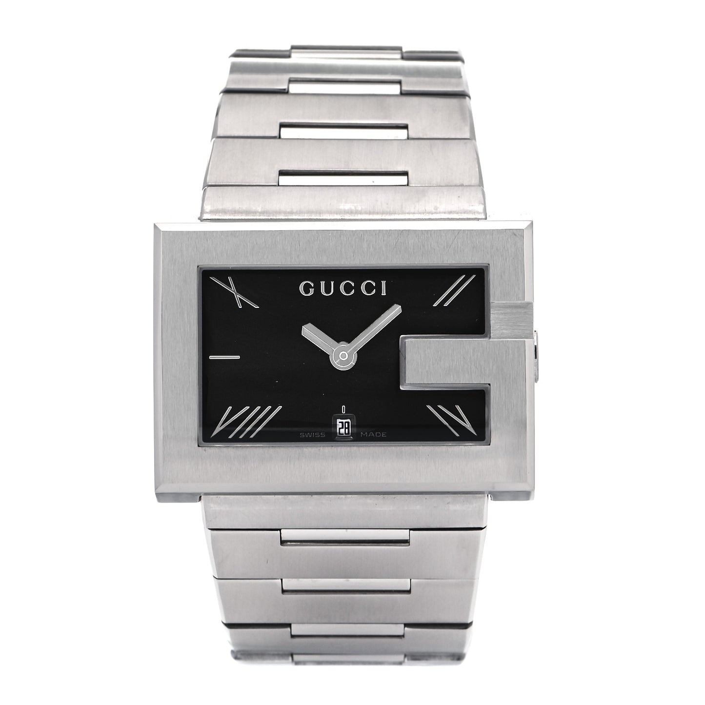 Stainless Steel 38mm 100M G-Rectangle Quartz Watch Black