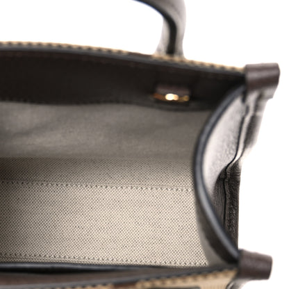 Gucci Monogram Jumbo GG Textured Dollar Calfskin Web Mini Vertical Tote Camel Ebony New Acero 5 of 10