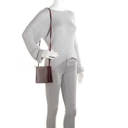 Celine Lambskin Small Trio Crossbody Bag Burgundy 2 of 8