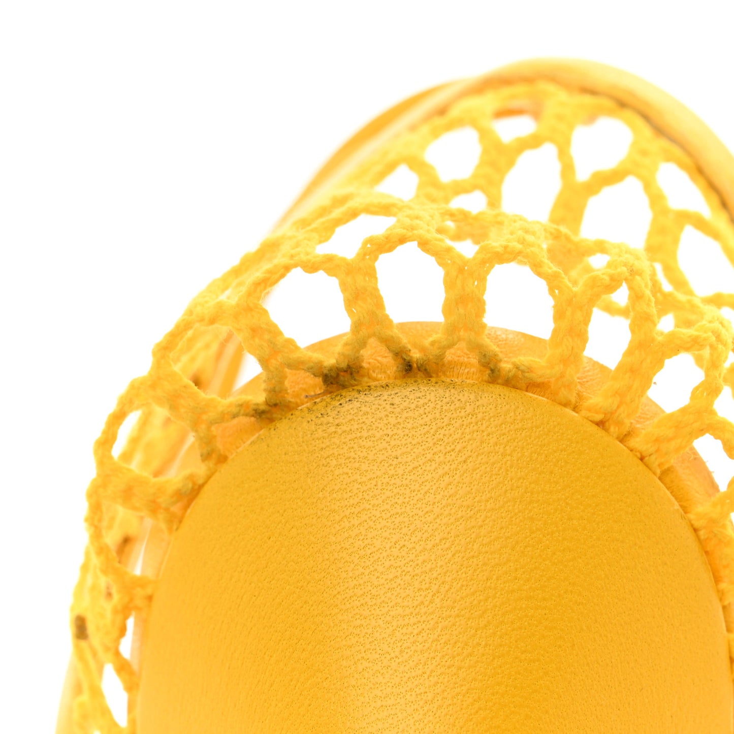 Mesh Nappa Stretch Ankle Tie Sandals 38 Egg Yolk 38