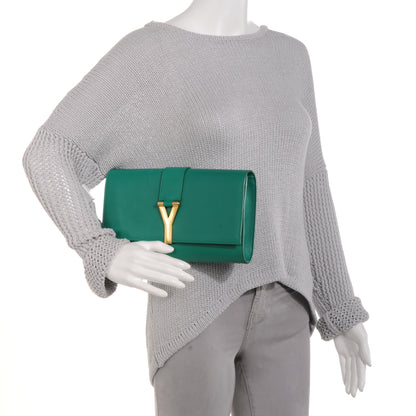 Saint Laurent Leather Classic Y Clutch Green 2 of 8