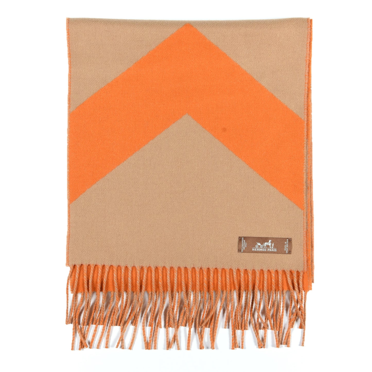 Cashmere Chevron Muffler Camel Mandarine