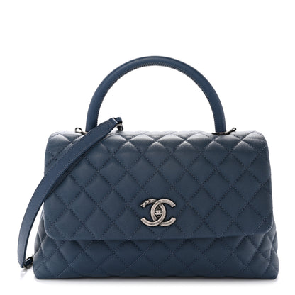 Chanel Caviar Quilted Small Coco Handle Flap Blue 1 of 10