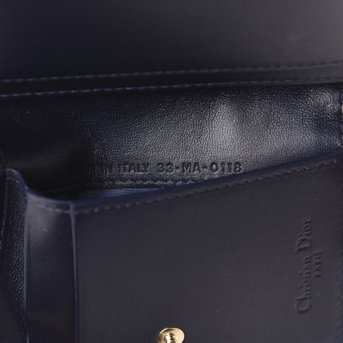 Lambskin Cannage Small Lady Dior Flap Card Holder Indigo
