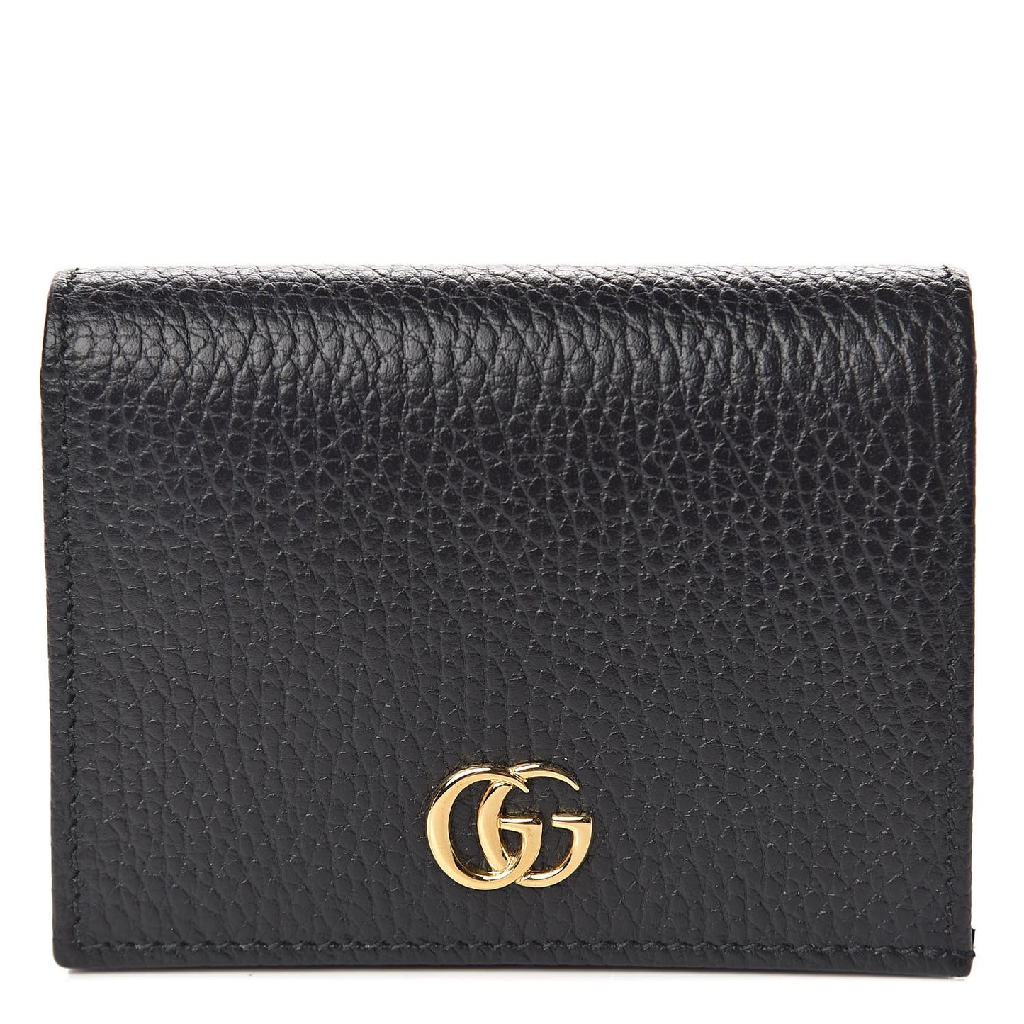 Pebbled Calfskin GG Marmont Card Case Black