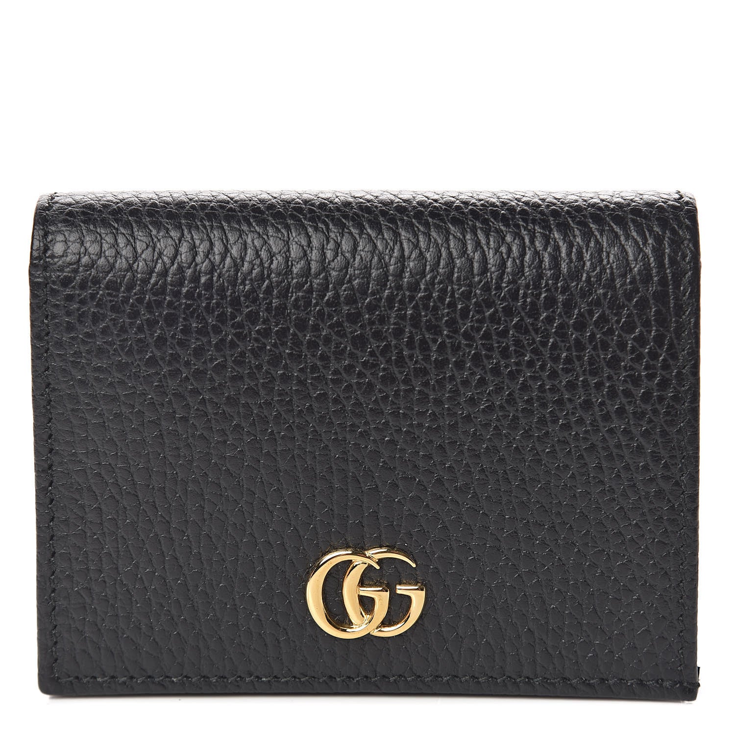 Gucci Pebbled Calfskin GG Marmont Card Case Black 1 of 8
