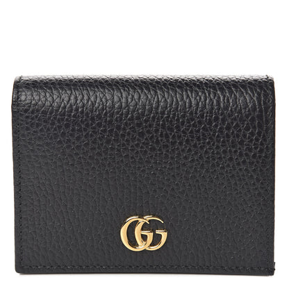 Gucci Pebbled Calfskin GG Marmont Card Case Black 1 of 8