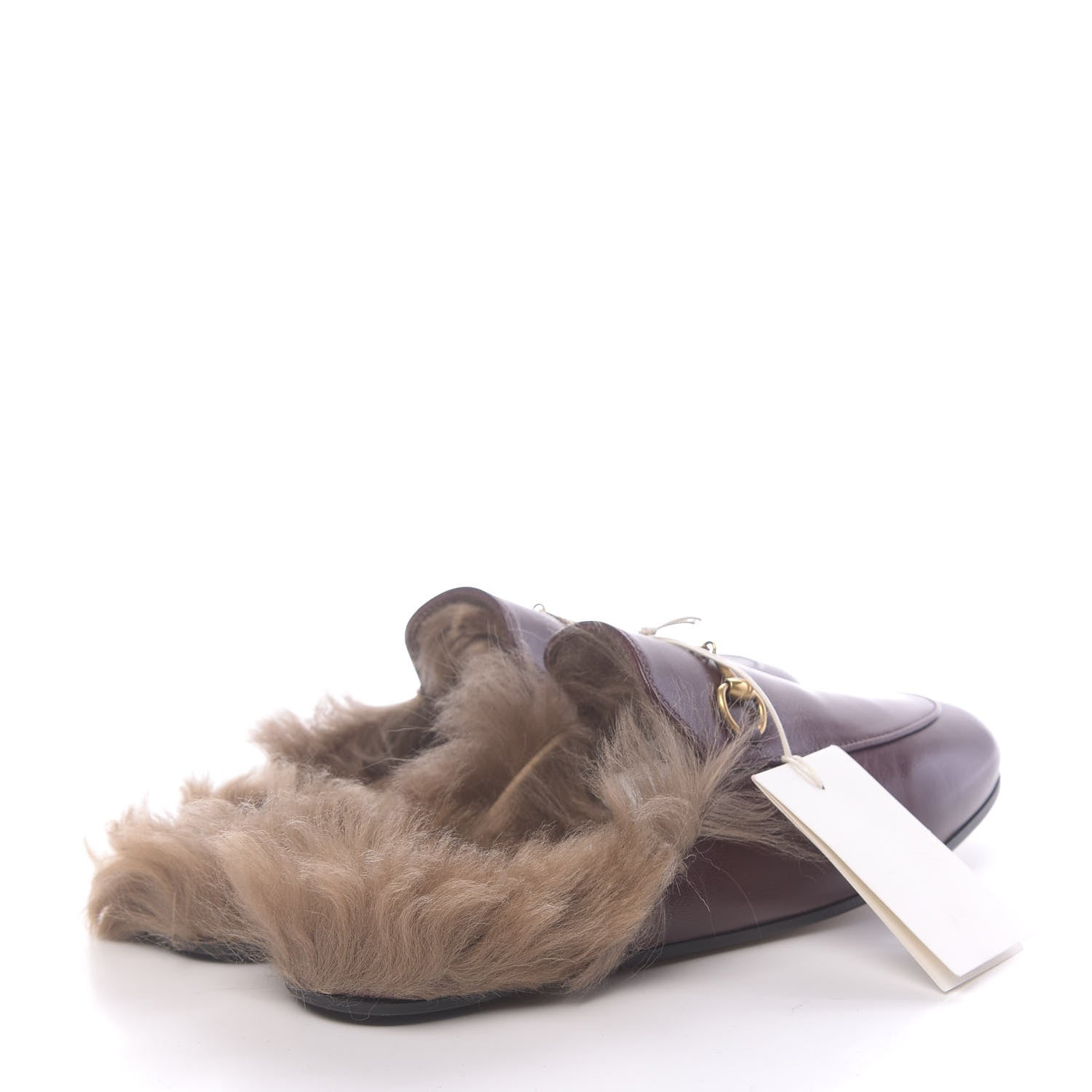 Gucci Malaga Kid Fur Womens Princetown Slippers 40 Vintage Bordeaux 4 of 8