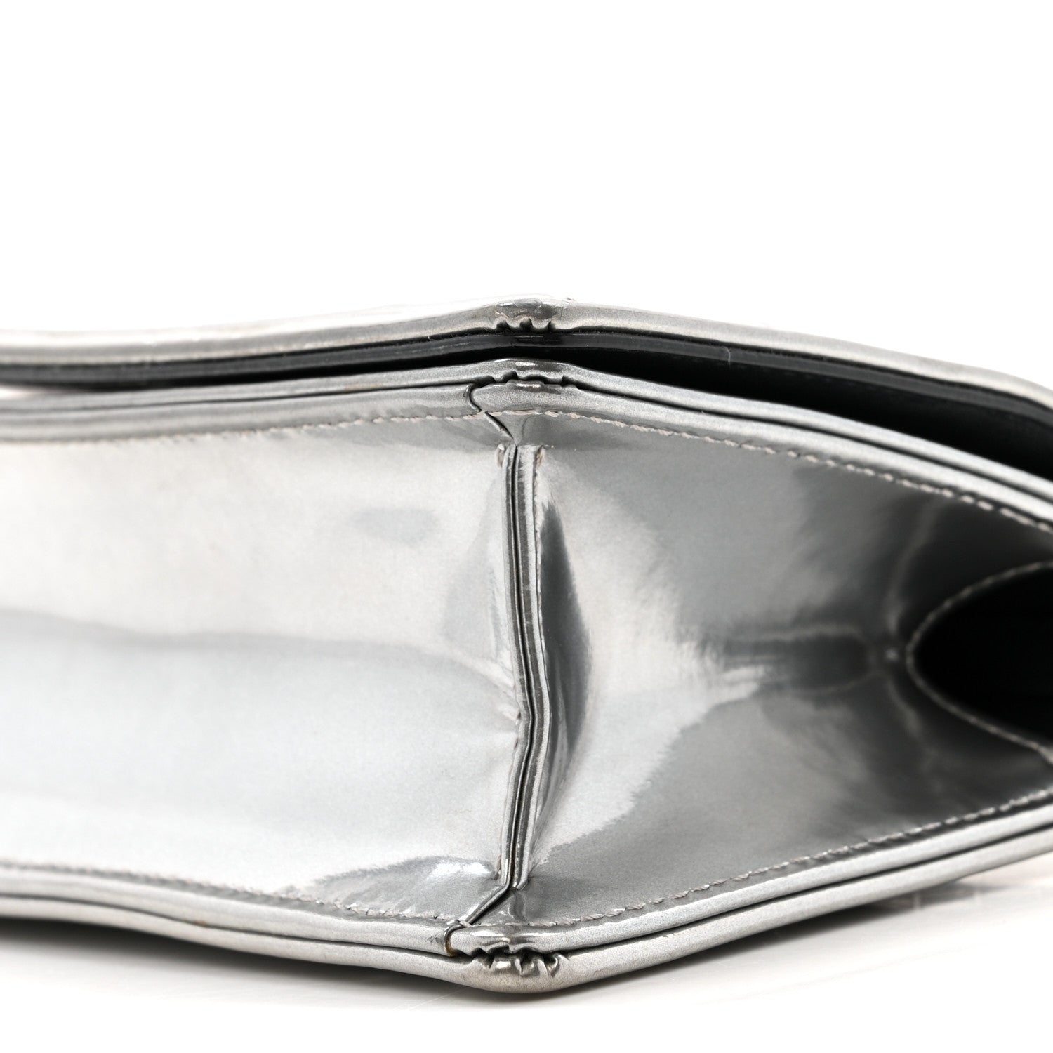 Christian Dior Metallic Patent Micro-Cannage Baby Diorama Flap Bag Silver 11 of 15