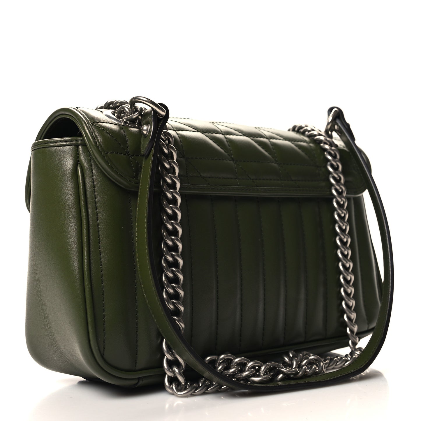 Calfskin Matelasse Aria Small GG Marmont Shoulder Bag Military Wood