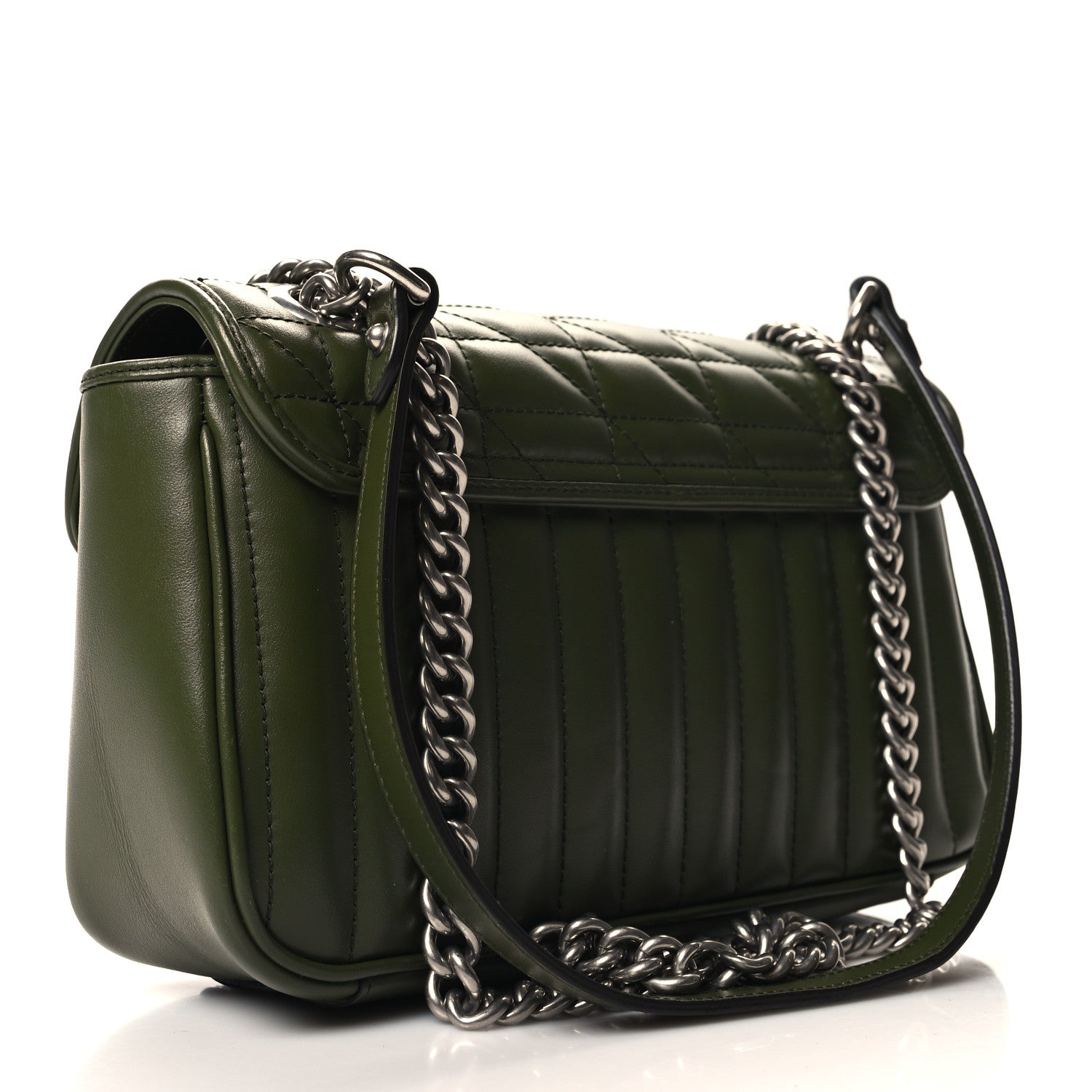 Gucci Calfskin Matelasse Aria Small GG Marmont Shoulder Bag Military Wood 3 of 10