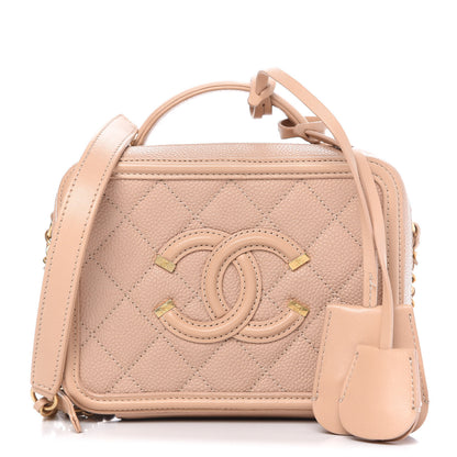 Chanel Caviar Quilted Small CC Filigree Vanity Case Beige 1 of 10