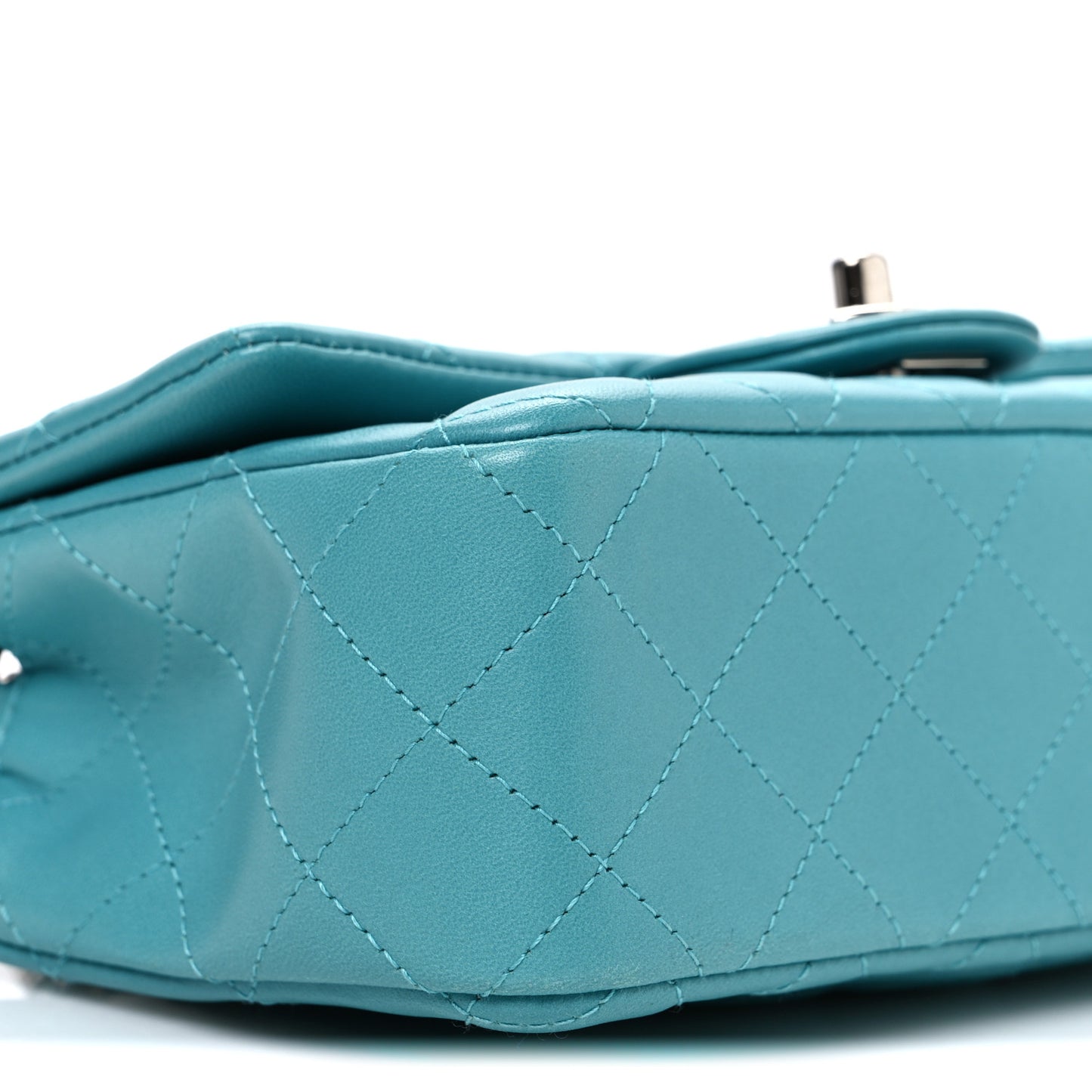 Lambskin Quilted Mini Rectangular Flap Light Blue