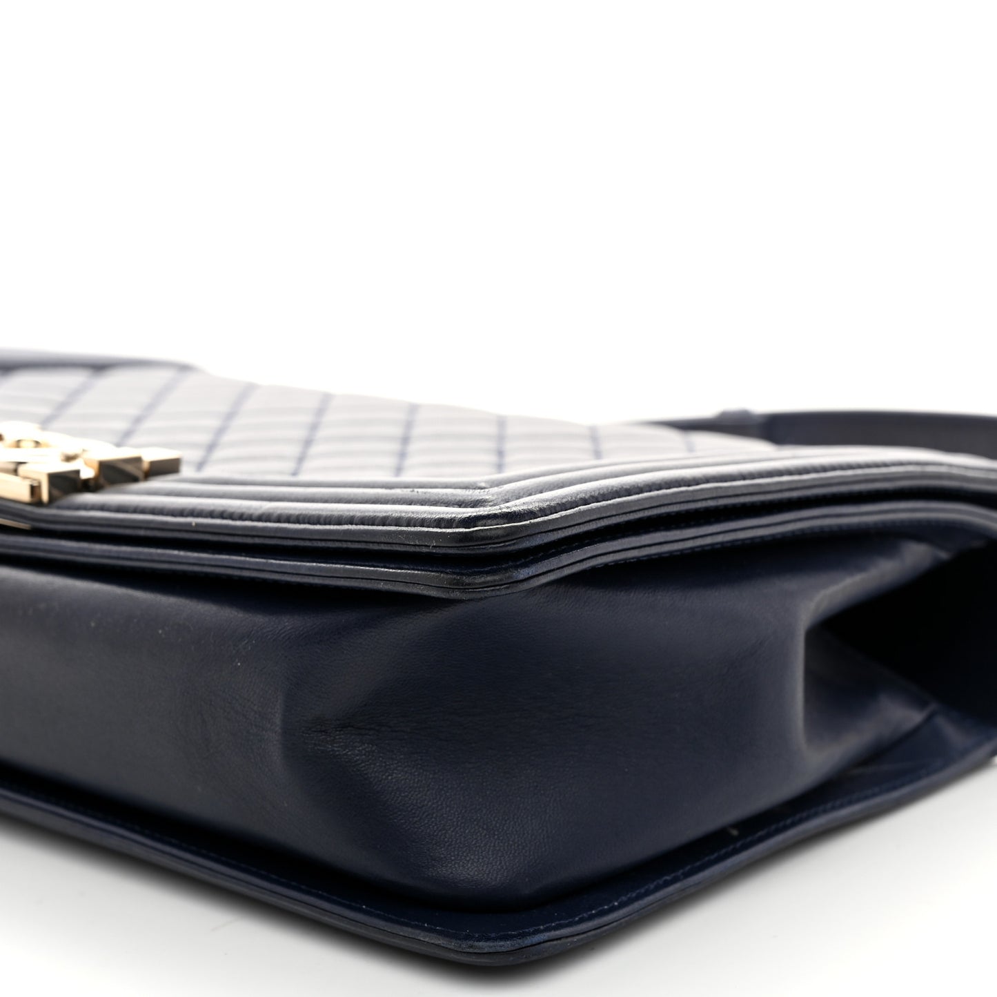 Lambskin Quilted New Medium Boy Flap Dark Navy Blue