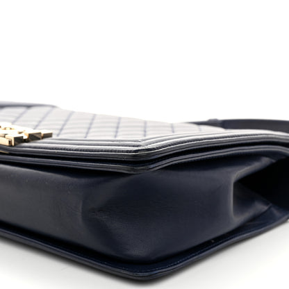 Chanel Lambskin Quilted New Medium Boy Flap Dark Navy Blue 10 of 10